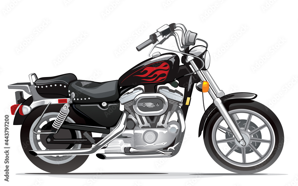 Vector illustration of a motorcycle. Colorful poster, print motorbike.