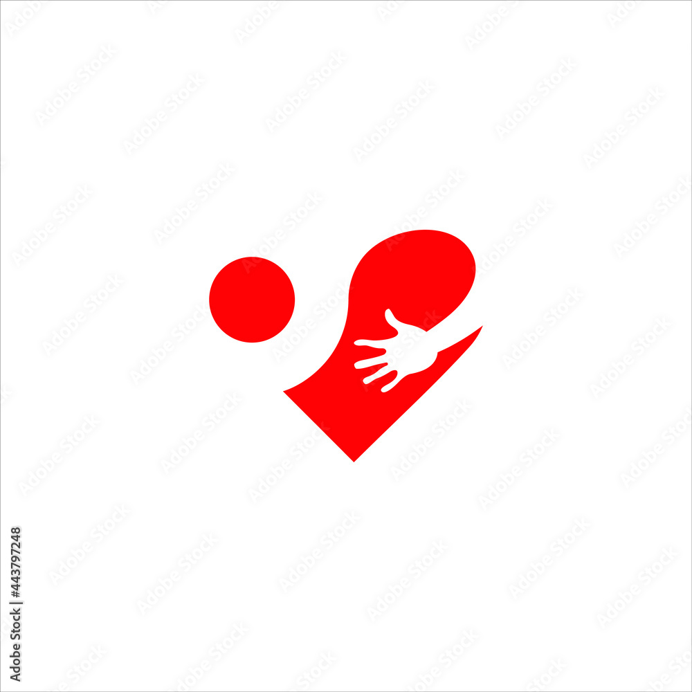 Red Love sex Logo Design Monogram of love and Hand Graphic Element Icon logo