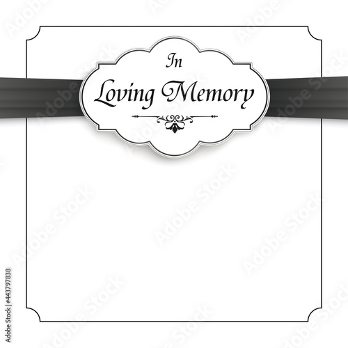 White Obituary Frame Emblem Ribbon In Memory