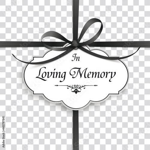 Transparent Obituary Emblem Cross Ribbon In Memory