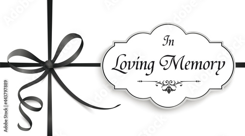 In Loving Memory Obituary Emblem Knot Cross Black Ribbon Header