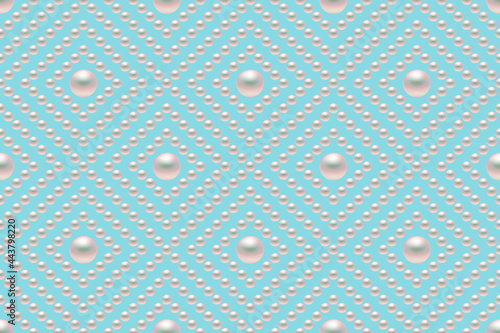 Blue luxury background with small pearls. Seamless vector illustration. 