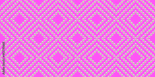 Pink luxury background with pearls and rhombuses. Seamless vector illustration. 