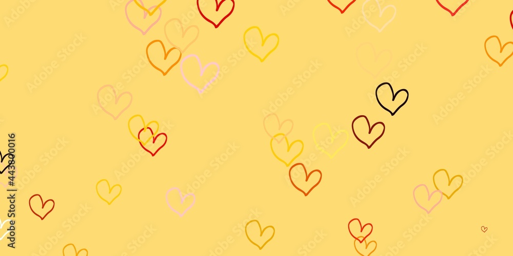 Light Pink, Yellow vector background with hearts. Light Pink, Yellow vector background with hearts.