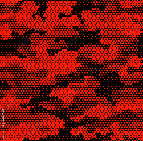 Camouflage seamless pattern modern. Abstract camo from hexagonal elements. Military texture. Print on fabric on clothes. Vector illustration