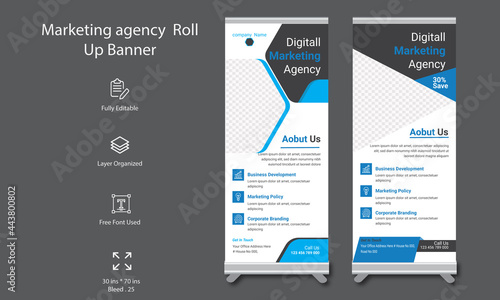 
 Corporate business stand banner or roll up template with abstract design 