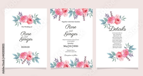 flower wedding invitation template set