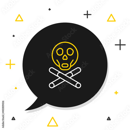 Line Bones and skull as a sign of toxicity warning icon isolated on white background. Colorful outline concept. Vector