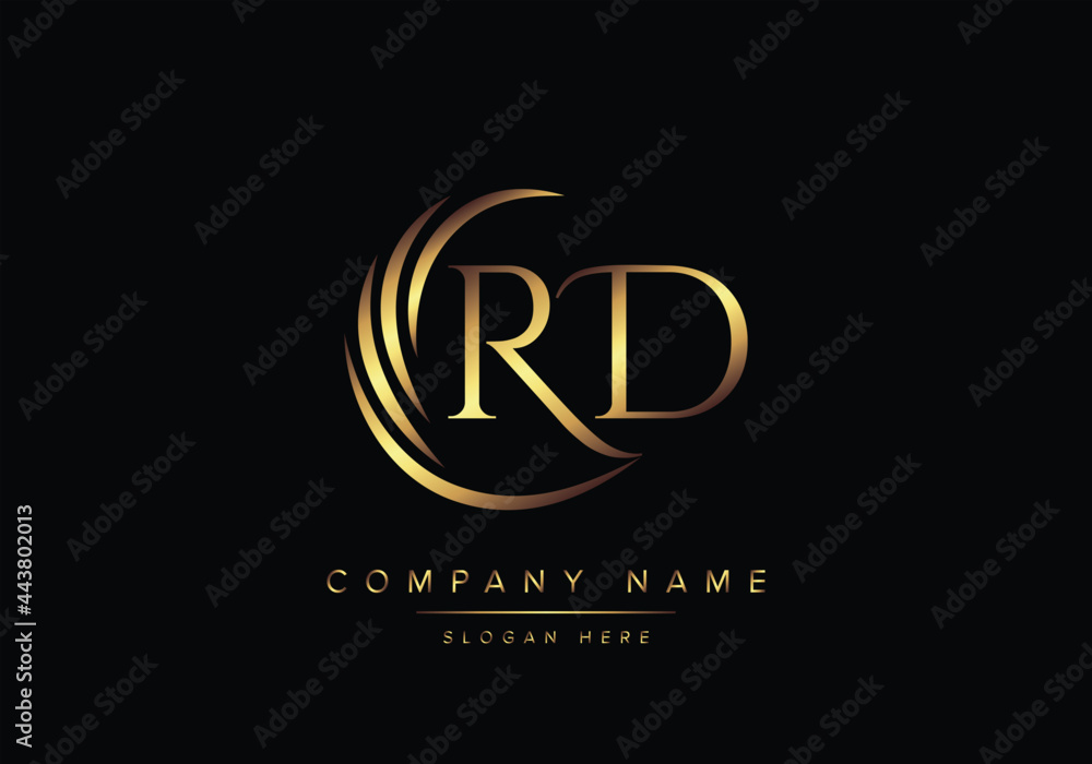 Monogram Font Rd alphabet letters RD monogram logo, gold color elegant classical Stock ...