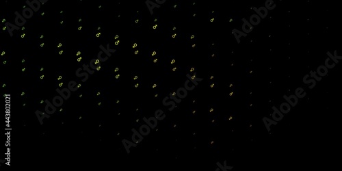 Dark Green, Yellow vector backdrop with woman's power symbols.