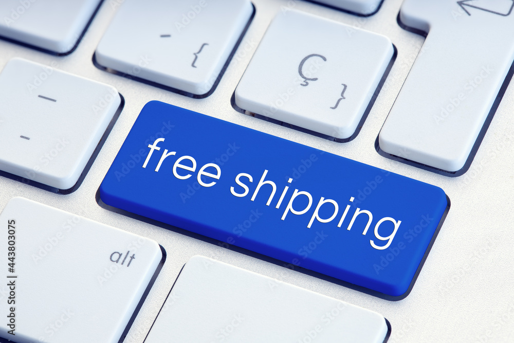 Free shipping phrase on blue computer Keyboard Key Free shipping phrase on blue computer Keyboard Key