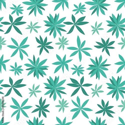 seamless pattern funny green leaves on white background 