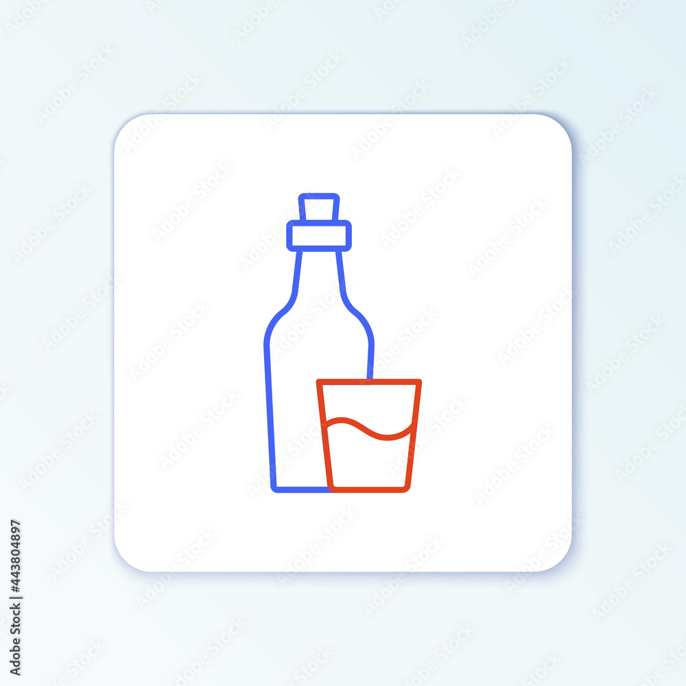Line Soju bottle icon isolated on white background. Korean rice vodka. Colorful outline concept. Vector Line Soju bottle icon isolated on white background. Korean rice vodka. Colorful outline concept. Vector