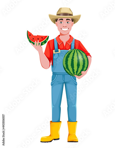 Handsome man farmer. Cheerful male farmer