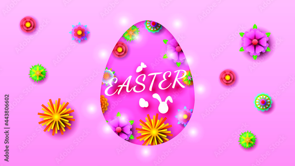Happy Easter Eggs Flower Greeting Background. Vector Design Banner Party Invitation Web Poster Flyer Stylish Brochure, Greeting Card Template Happy Easter Eggs Flower Greeting Background. Vector Design Banner Party Invitation Web Poster Flyer Stylish Brochure, Greeting Card Template