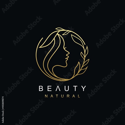 Line Art Natural Beauty woman face logo design