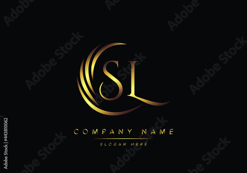 alphabet letters SL monogram logo, gold color elegant classical photo