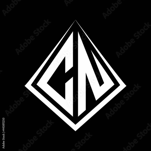 CN logo letters monogram with prisma shape design template
