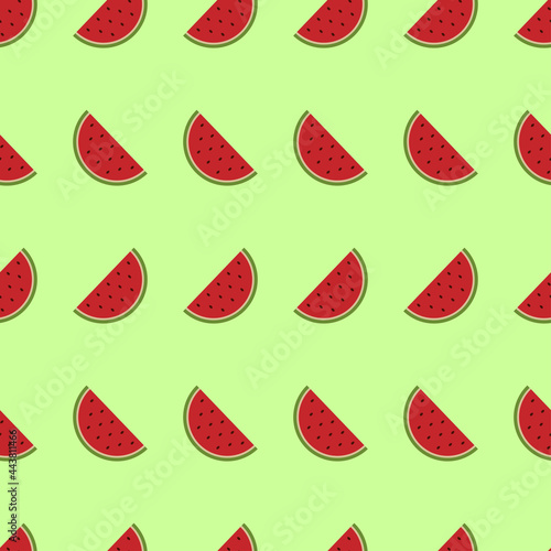 Abstract geometric background style  cute seamless pattern with watermelon on green background