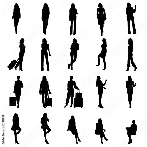 Vector set of business women silhouettes