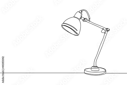 Continuous one line of stylish lamp in silhouette on a white background. Linear stylized.Minimalist.
