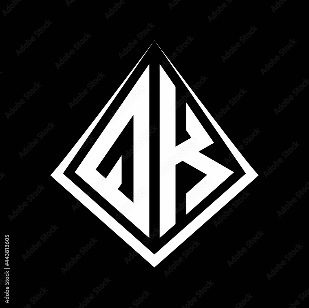 QK logo letters monogram with prisma shape design template QK logo letters monogram with prisma shape design template