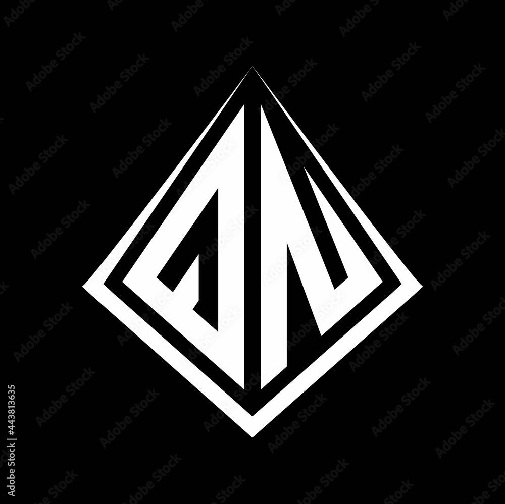 QN logo letters monogram with prisma shape design template QN logo letters monogram with prisma shape design template