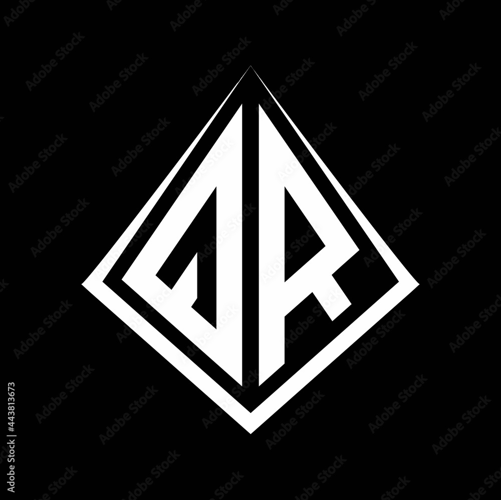QR logo letters monogram with prisma shape design template QR logo letters monogram with prisma shape design template
