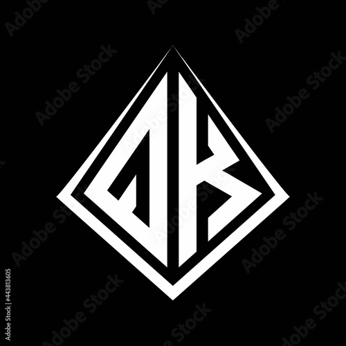 Free Download QK logo letters monogram with prisma shape design template - GFXLoad