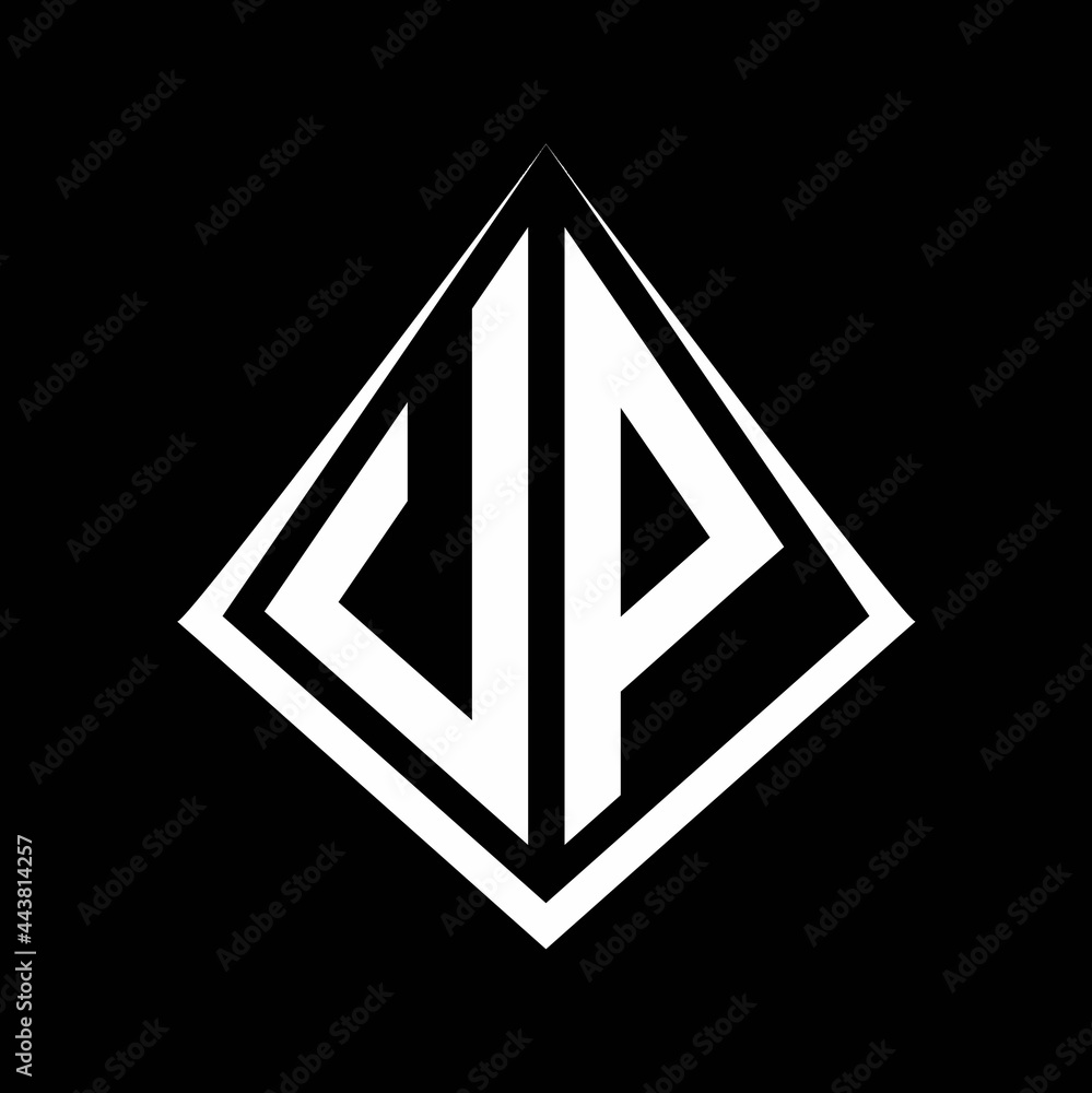 UP logo letters monogram with prisma shape design template UP logo letters monogram with prisma shape design template