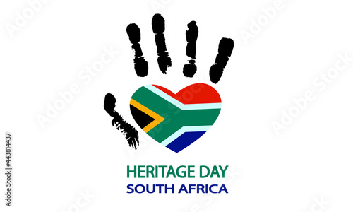 Hand with the flag of south africa for heritage day, vector art illustration. photo
