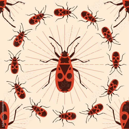 Firebug. Vector illustration. Seamless pattern © julia_faranchuk