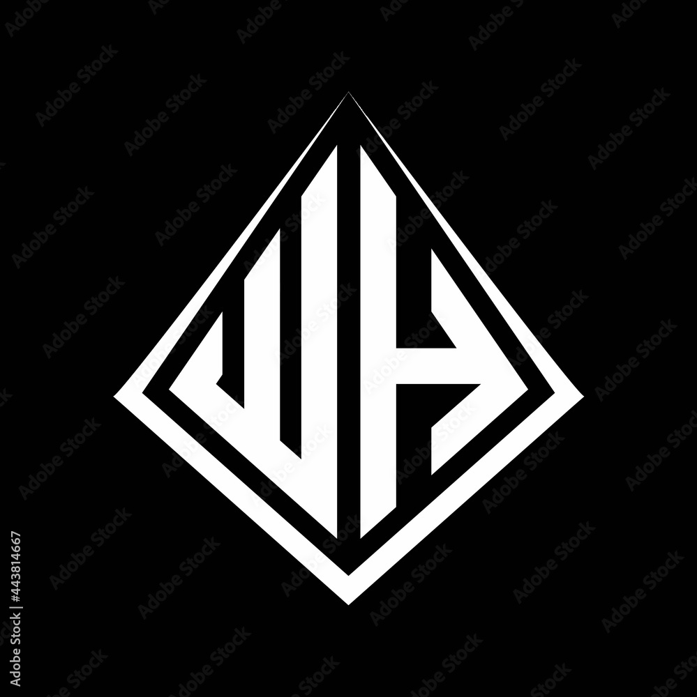 WH logo letters monogram with prisma shape design template WH logo letters monogram with prisma shape design template
