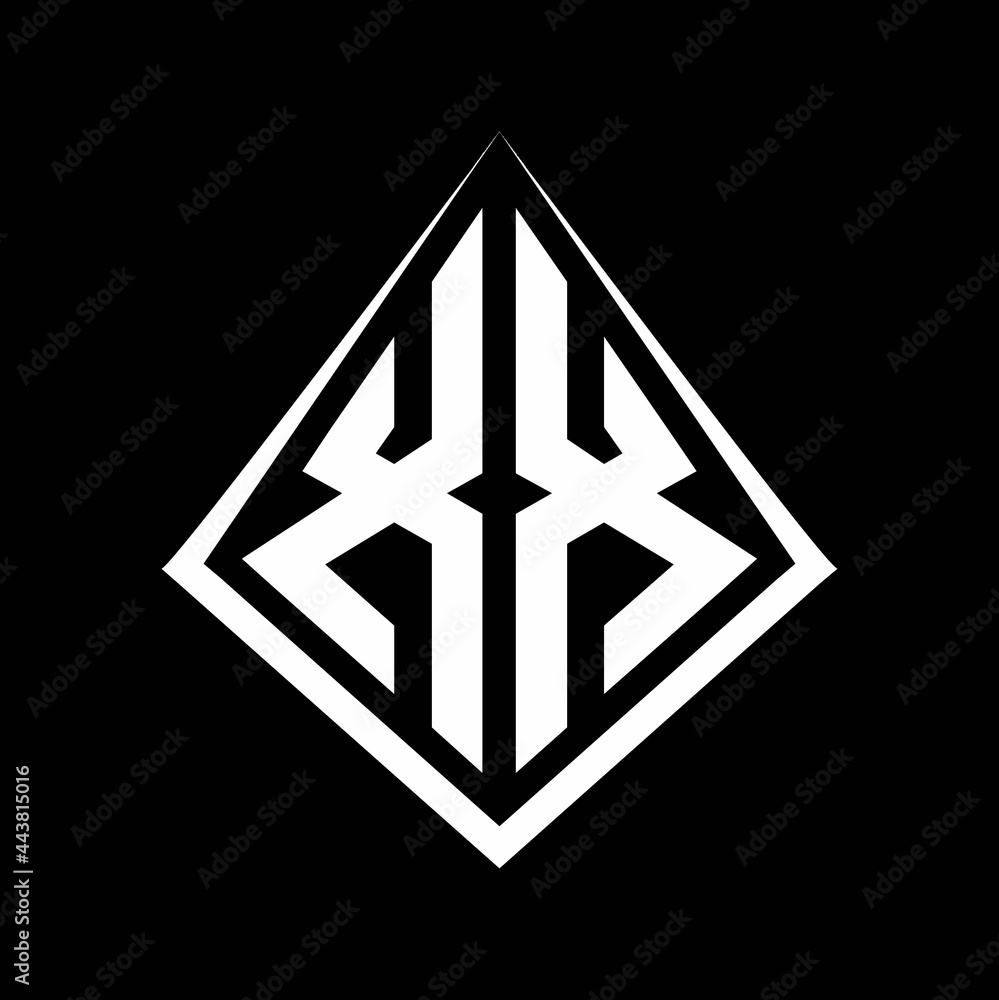 XX logo letters monogram with prisma shape design template XX logo letters monogram with prisma shape design template