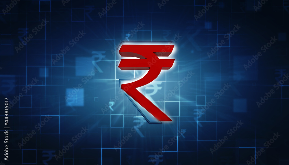 Rupee currency . 3D rendering illustration