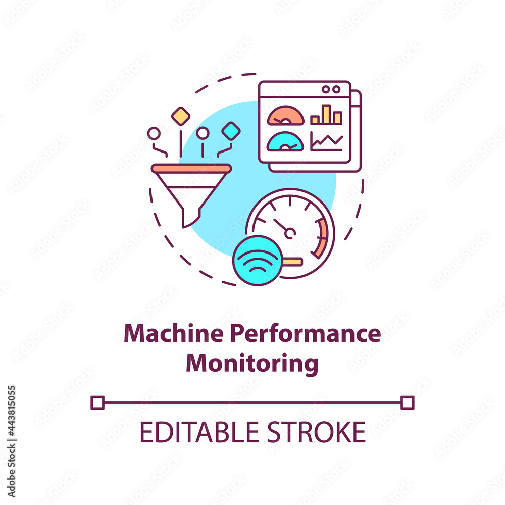 Machine Telemetry Icon Machine performance monitoring concept icon. Digital twin tasks. Smart ...