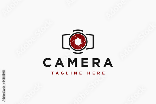 Abstract camera logo design vector illustration. Camera suitable for photography and film maker company logos.