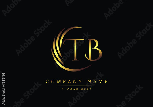 alphabet letters TB monogram logo, gold color elegant classical