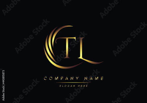 alphabet letters TL monogram logo, gold color elegant classical photo