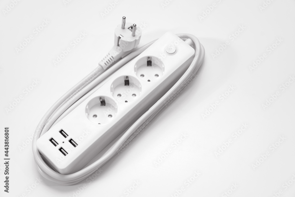 a versatile modern white extension cord with sockets and usb ports a versatile modern white extension cord with sockets and usb ports