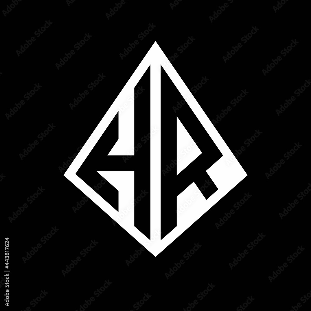 HR logo letters monogram with prisma shape design template HR logo letters monogram with prisma shape design template