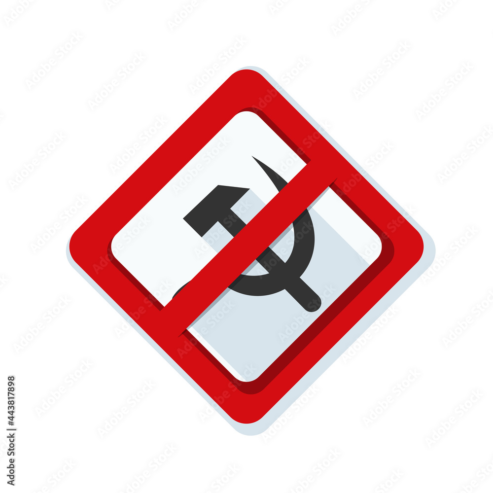 Decommunization sign stop communism danger label illustration Decommunization sign stop communism danger label illustration
