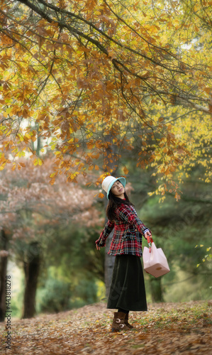 Beautiful lady in Autumn © Weihong