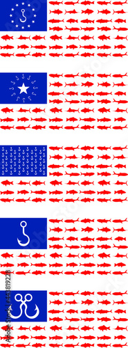 Fishing. USA flag. Combination of fishing symbols with the usa flag.