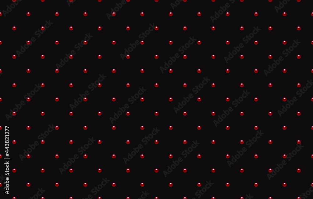Black luxury background with red  beads. Seamless vector illustration.