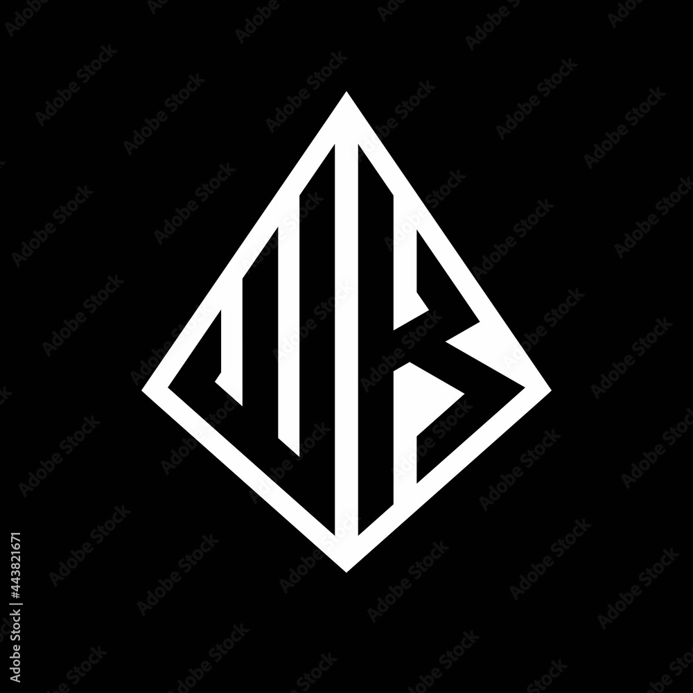 WK logo letters monogram with prisma shape design template WK logo letters monogram with prisma shape design template