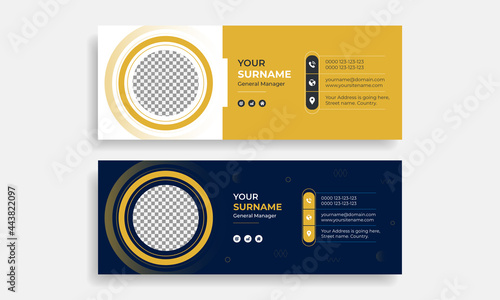 Corporate email signature design template or mail footer, 2 colors and 2 concepts modern vector banner illustration