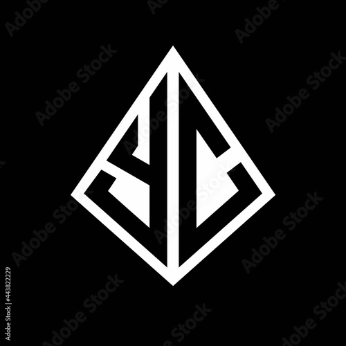 Free Download YC logo letters monogram with prisma shape design template - GFXLoad