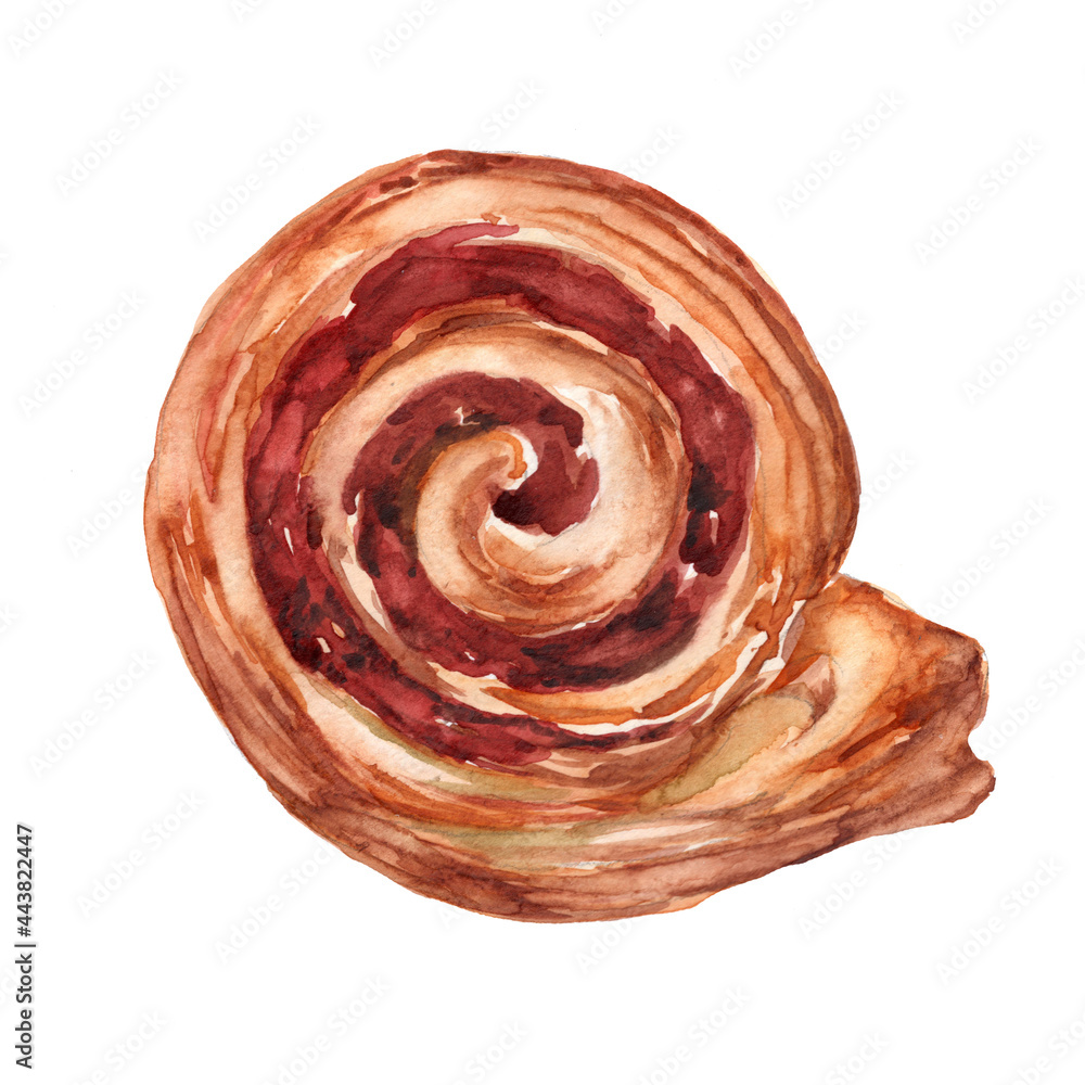 Creamy buns with berry jam. Bakery products. 800 dpi watercolor illustrations.
Creamy buns with berry jam. Bakery products. 800 dpi watercolor illustrations.