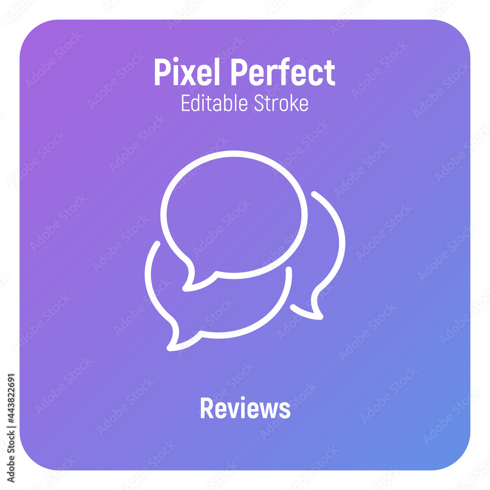 Feedback, reviews thin line icon. Three speech bubbles. Pixel perfect, editable stroke. Vector illustration. Feedback, reviews thin line icon. Three speech bubbles. Pixel perfect, editable stroke. Vector illustration.